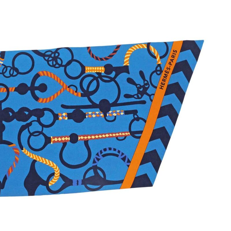 Hermes Maxi Twill Molle Etres Blue Orange Yellow Silk Scarf — view 7