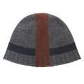 Hermes Knit Cap le Mer Era Cashmere Jacquard Border Beanie Hat Charcoal Legre