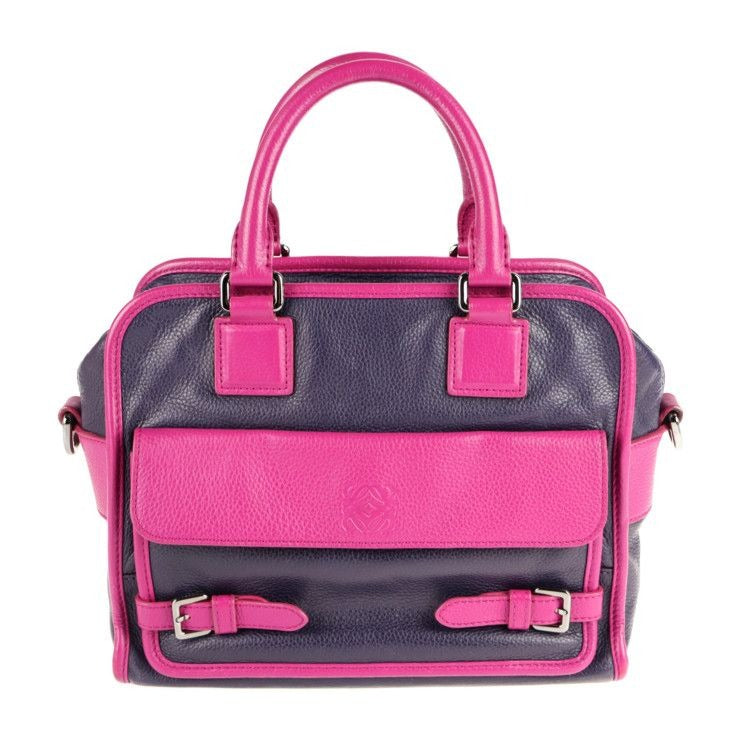 Loewe Handbag Leather Purple Pink Silver Hardware Cruz 2-Way Bicolor