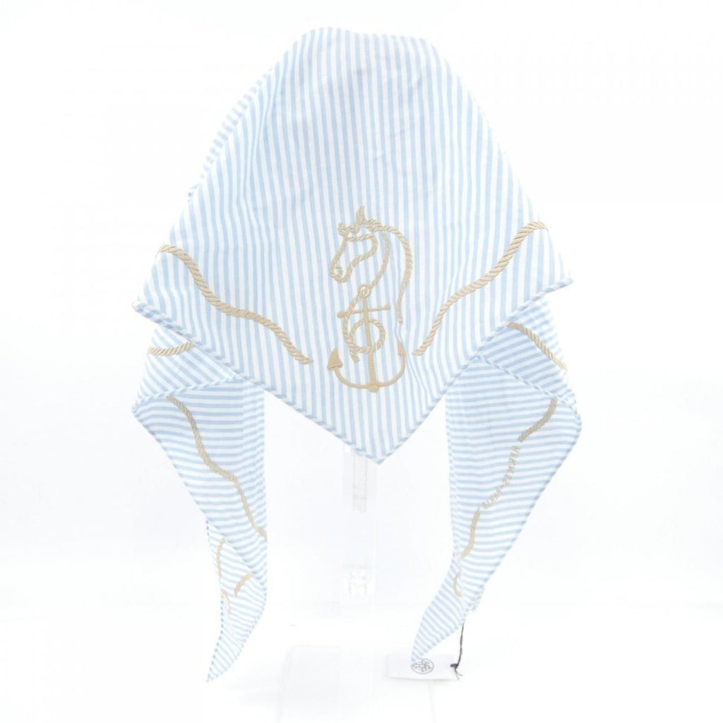 Hermes Ancre Marine Triangle Shawl White Blue — view 4
