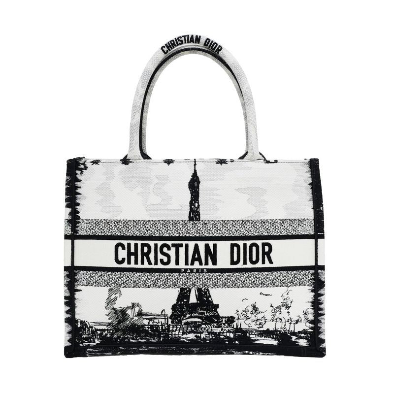 Christian Dior Book Tote Eiffel Tower Monotone Black And White Handbag — view 2