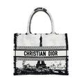 Christian Dior Book Tote Eiffel Tower Monotone Black And White Handbag
