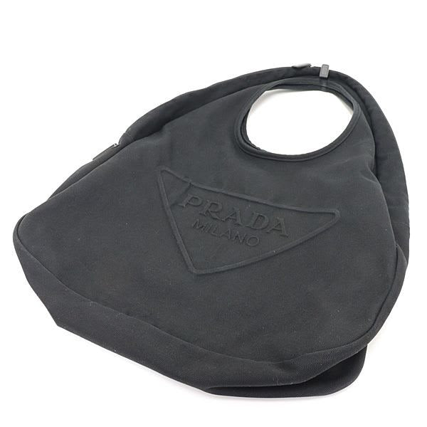 Prada Canvas Hobo Bag Shoulder Black 2 Vy005 Embossed Logo — view 2