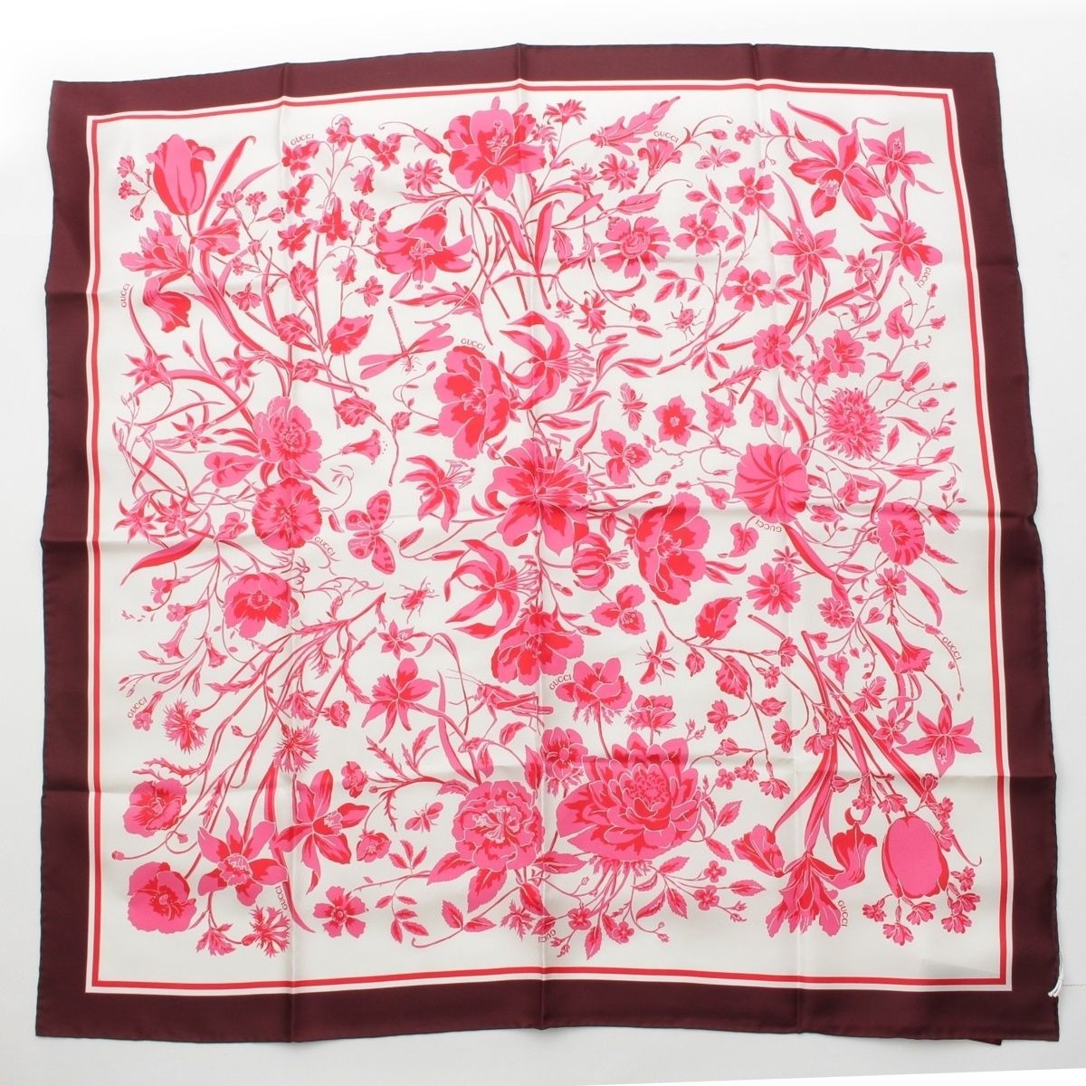 Gucci Silk GG Flora Scarf Pink