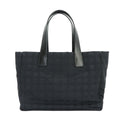 Chanel New Travel Line Tote MM Nylon Jacquard Leather Black