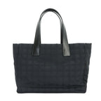 Chanel New Travel Line Tote MM Nylon Jacquard Leather Black