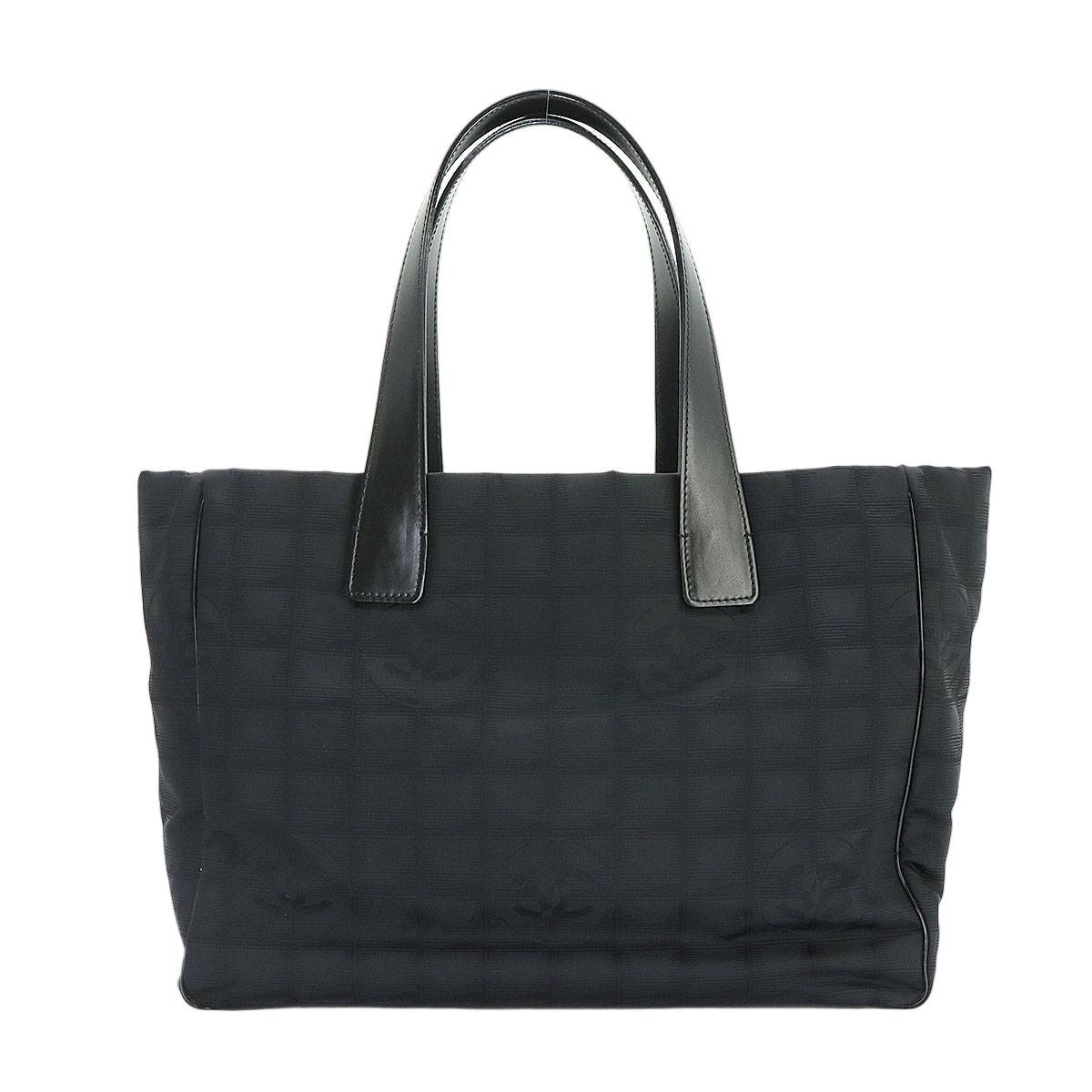 Chanel New Travel Line Tote MM Nylon Jacquard Leather Black