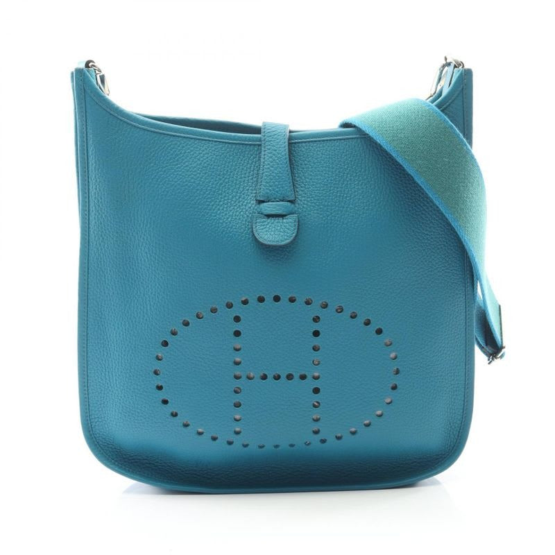 Hermes Shoulder Bag Evelyne 3 Trois GM Blue Paon Leather