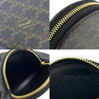 Celine Coin Case Triomphe 10 D222 Bq3.38 no Leather Black Brown Gold Hardware — view 8