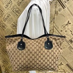 Gucci Shoulder Tote GG Canvas Black A4 Business Travel