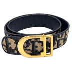 Dior Trotter Leather Canvas Navy Belt Gold