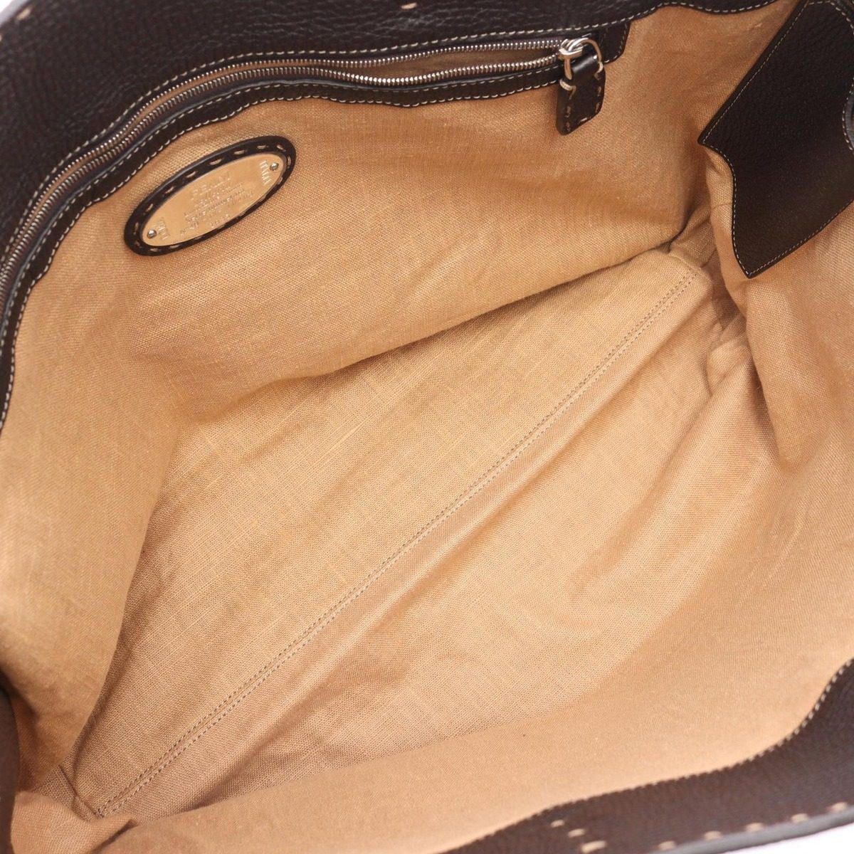 Fendi Tote Selleria Dark Brown Leather — view 3