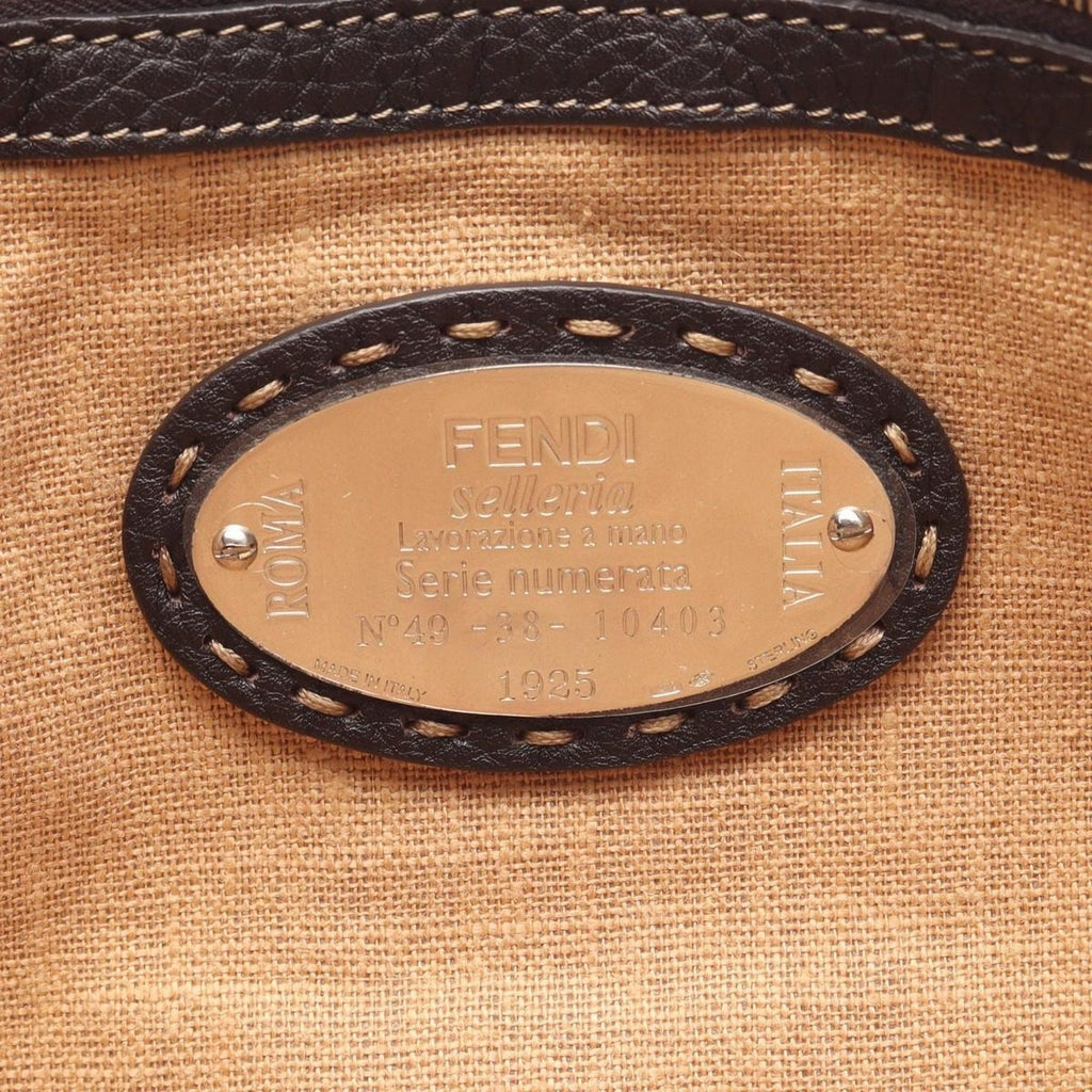 Fendi Tote Selleria Dark Brown Leather — view 4