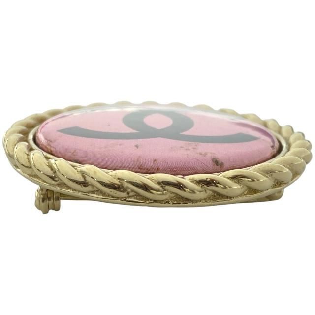 Chanel Brooch Pin Accessories Jewelry Circle Small Coco Mark GP Pink — view 3