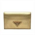 Prada Saffiano Leather Bifold Card Case Gold