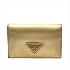 Prada Saffiano Leather Bifold Card Case Gold