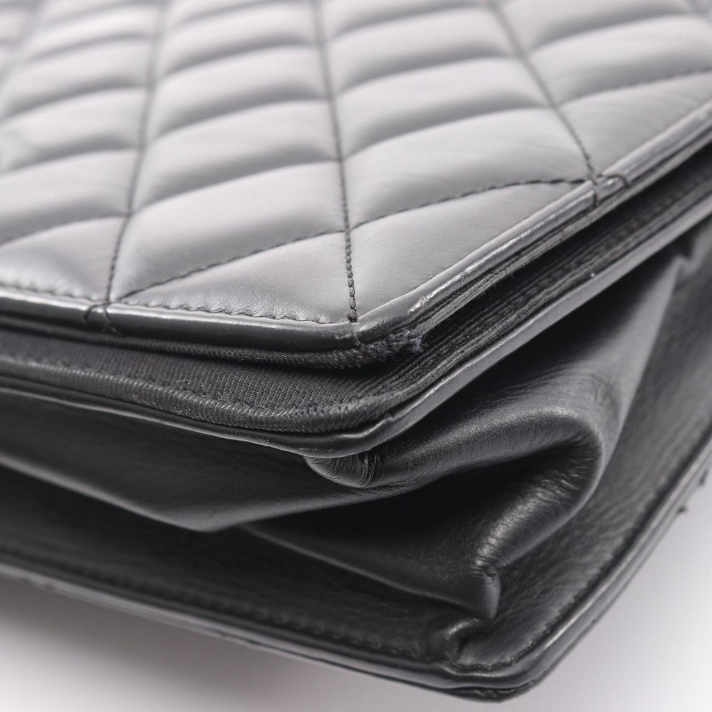 Chanel Shoulder Bag Quilted Big CC Logo Black Lambskin — view 8