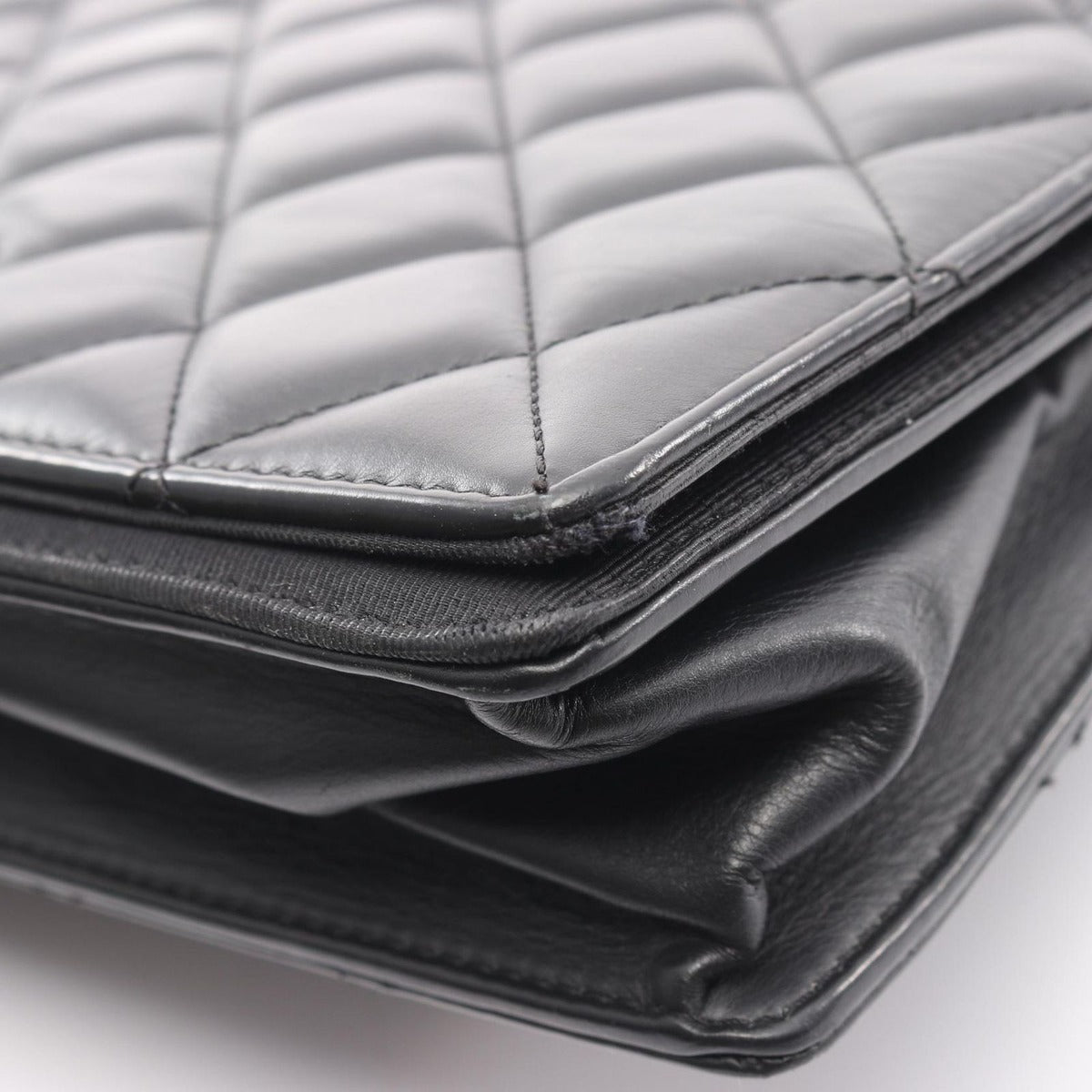 Chanel Shoulder Bag Quilted Big CC Logo Black Lambskin — view 8