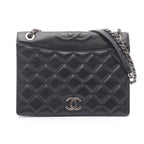Chanel Shoulder Bag Quilted Big CC Logo Black Lambskin