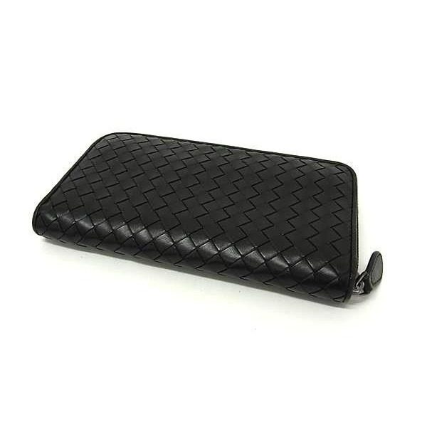 Bottega Veneta Wallet Intrecciato Black Leather Zip Around Silver — view 2
