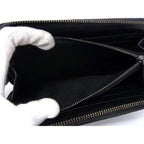 Bottega Veneta Wallet Intrecciato Black Leather Zip Around Silver — view 4