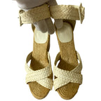 Hermes Wedge Sole Mesh Leather Wood Sandals — view 3