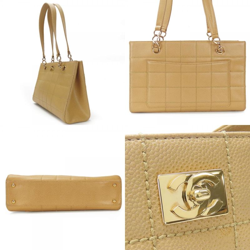 Chanel Shoulder Bag Coco Caviar Leather Beige Gold Hardware 7 th Chain — view 2