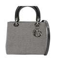 Dior Medium 2-Way Handbag Houndstooth Black White Canvas Leather