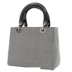 Dior Medium 2-Way Handbag Houndstooth Black White Canvas Leather — view 2