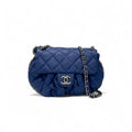 Chanel Bag Shoulder Blue Silver Single Flap Chain
