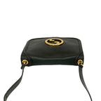 Gucci Vintage Logo Gold Leather Shoulder Bag Pochette Black — view 4