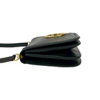 Gucci Vintage Logo Gold Leather Shoulder Bag Pochette Black — view 5