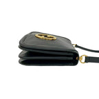 Gucci Vintage Logo Gold Leather Shoulder Bag Pochette Black — view 6