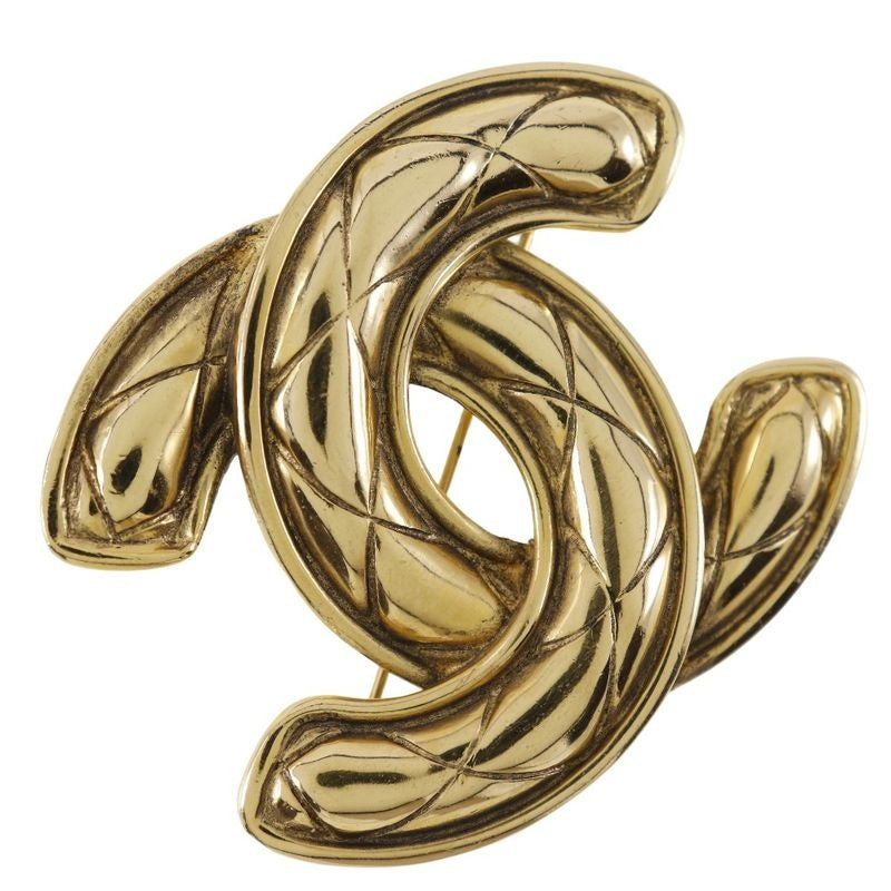 Chanel Coco Mark Quilted Gold Plated 31.4 g Brooch