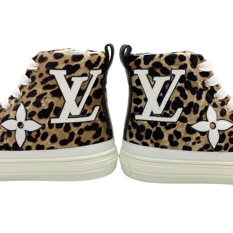 Louis Vuitton Stellar Line Sneakers Shoes Harako Leather Brown White — view 9