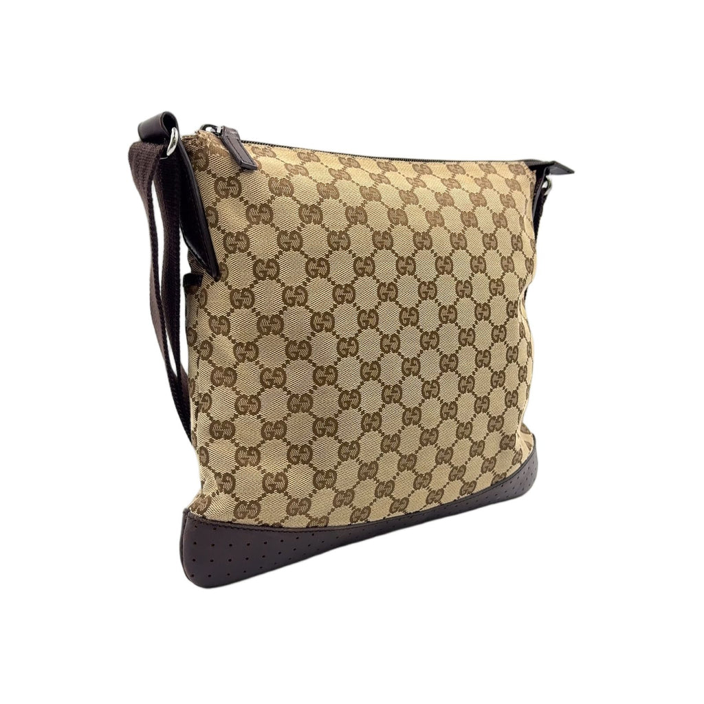 Gucci GG Canvas Leather Brown Beige Shoulder Bag Silver — view 2