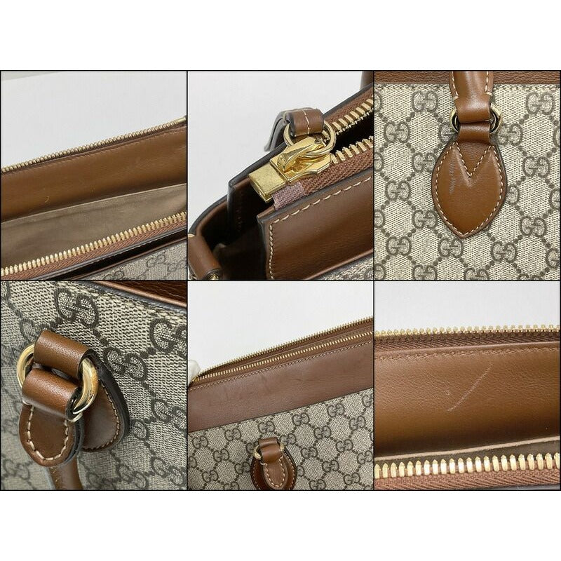 Gucci 2-Way Shoulder Bag GG Supreme Leather Khaki Brown — view 9