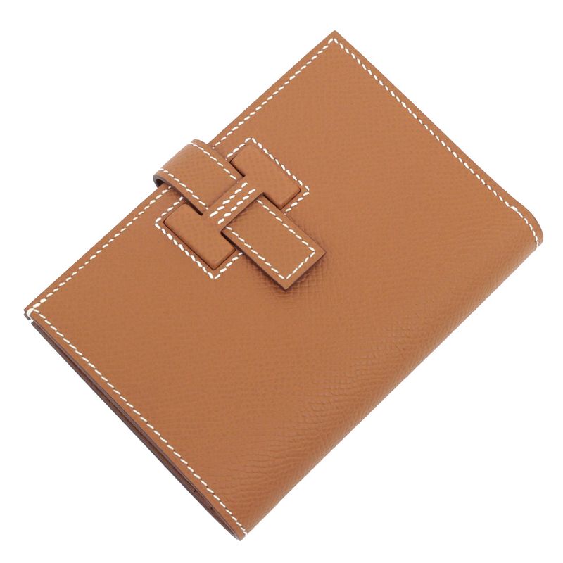 Hermes New-h Passant Compact Veau Epsom Gold Silver Hardware Bifold — view 9