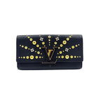 Louis Vuitton Portefeuille Capucines Leather Black Wallet Gold