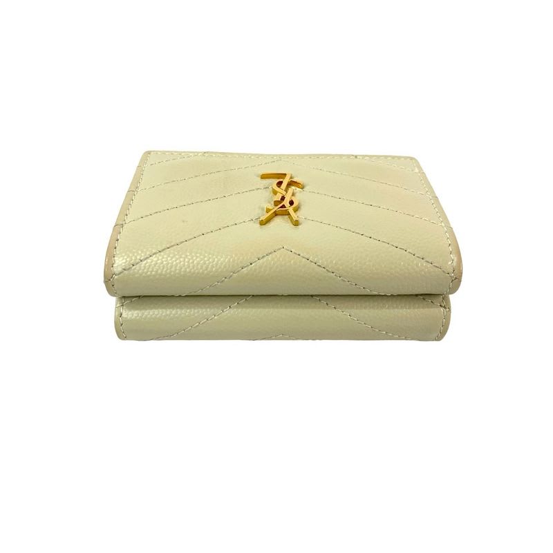 Saint Laurent Paris YSL Logo Leather Wallet White