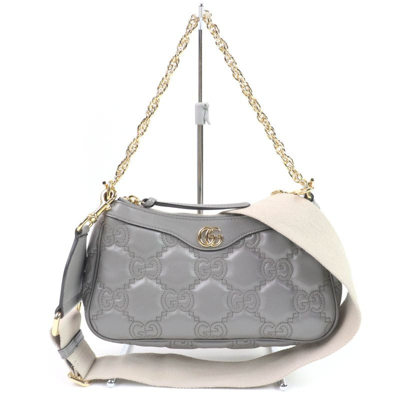 Gucci GG Matelasse Leather 2-Way Shoulder Bag Grey Storage