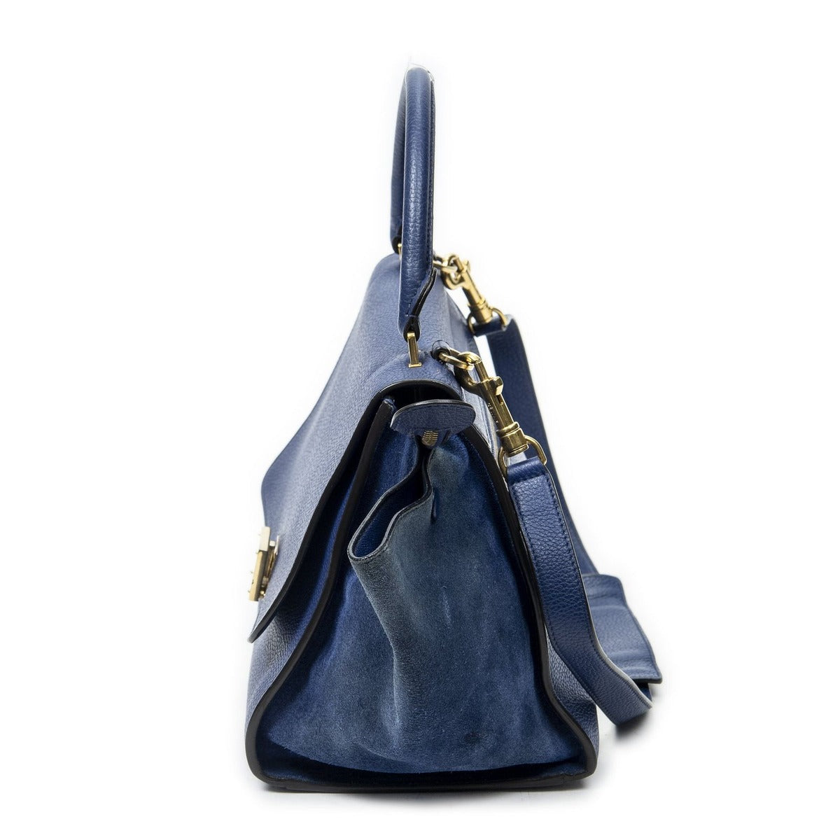 Celine Small Medium Swing Royal Blue Grain Calfskin Leather Shoulder Bag — view 3