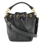 Saint Laurent Paris YSL Yves Emmanuel Bucket Bag 2-Way Shoulder Leather Black