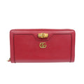 Gucci GG Marmont Leather Bamboo Gold Hardware Red Round Zipper Long
