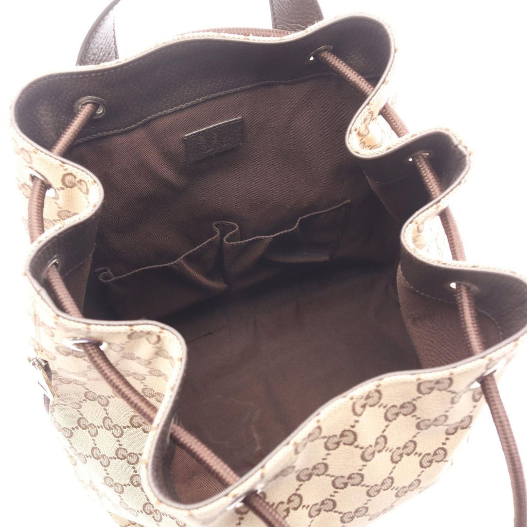 Gucci Backpack Beige Dark Brown Canvas Leather — view 3
