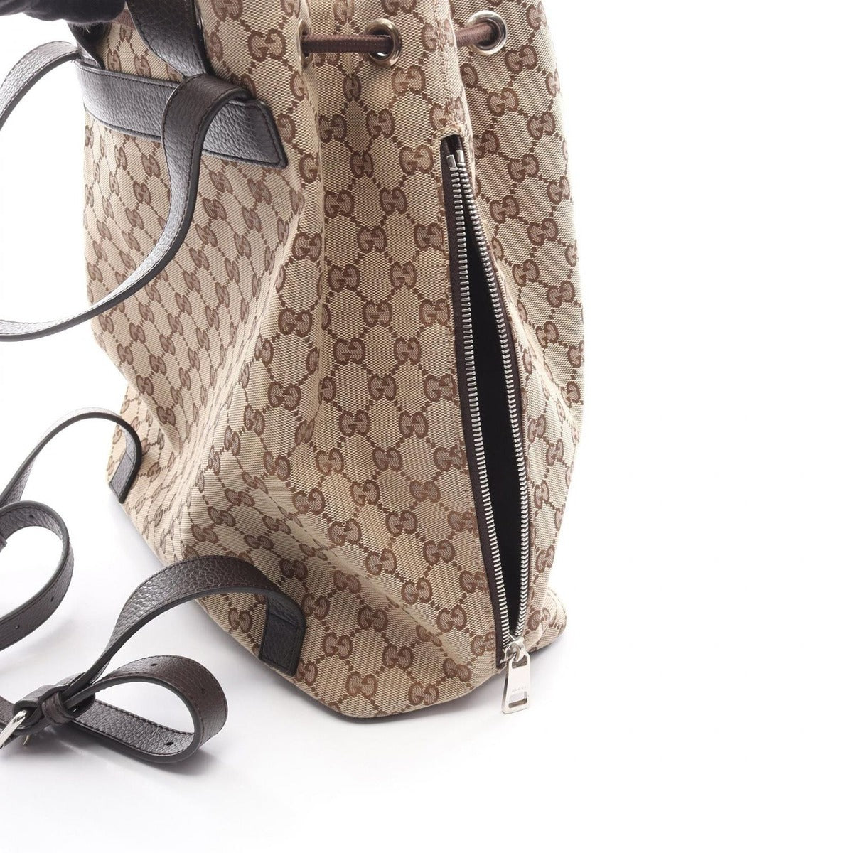 Gucci Backpack Beige Dark Brown Canvas Leather — view 5