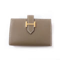 Hermes Bearn Mini Etoupe Gold Hardware H Logo Wallet With Coin
