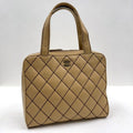 Chanel Shoulder Bag Wild Stitch Beige Brown Leather Gold Stitching