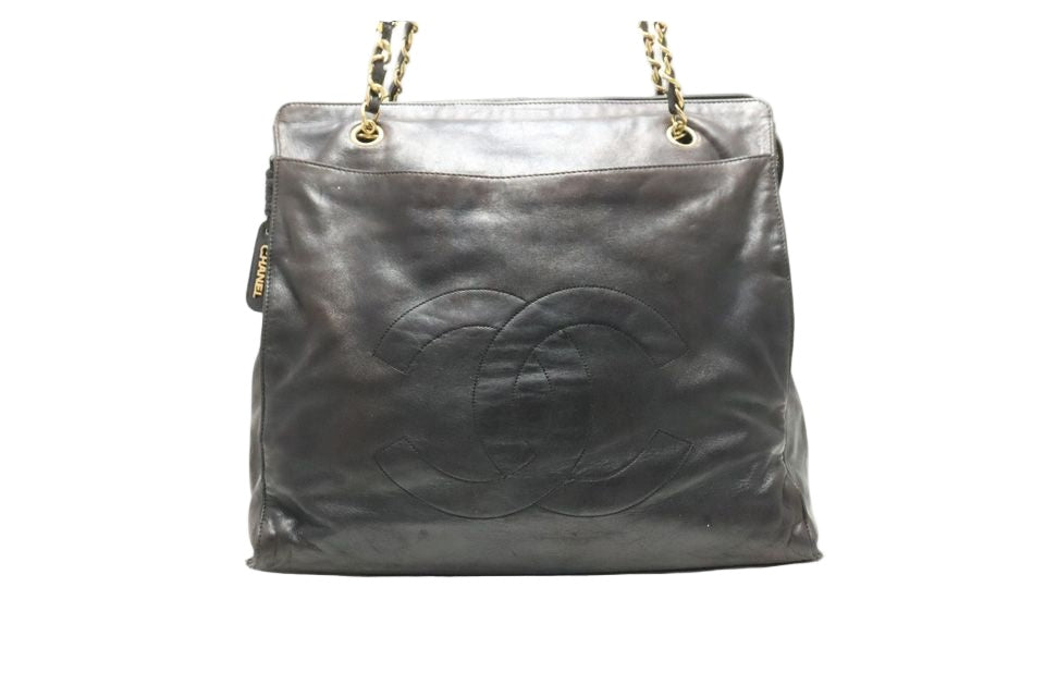 Chanel Jumbo CC Logo Leather Tote
