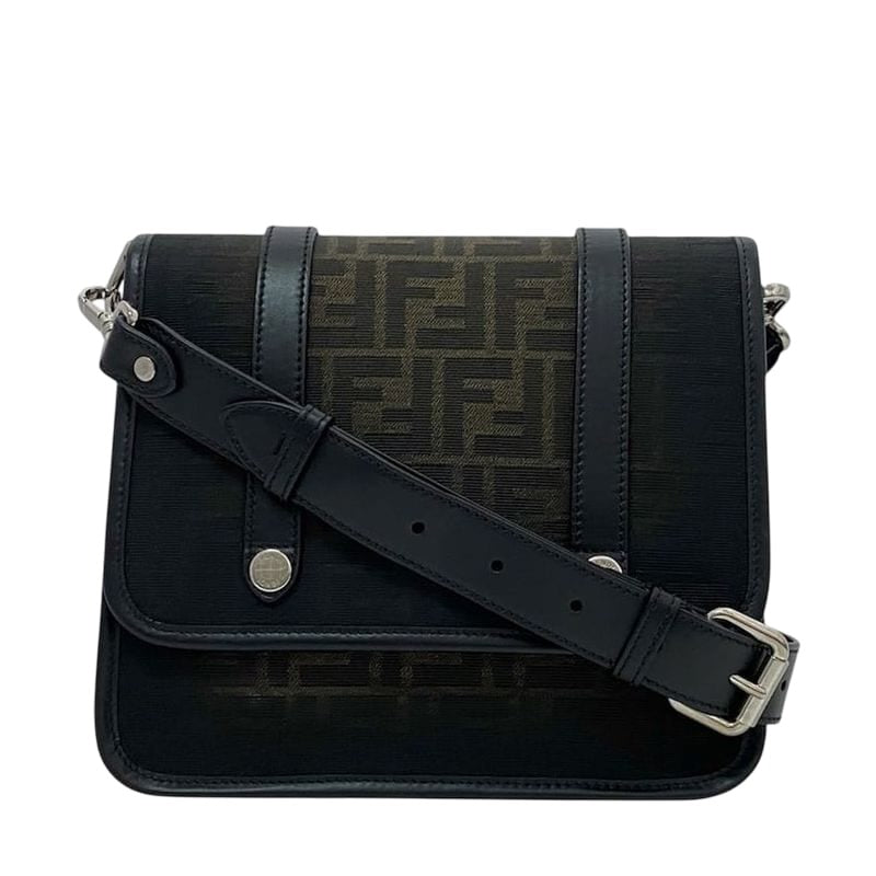 Fendi Shoulder Bag Black Khaki Zucca 7 Va601